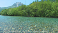 夏の風景写真 上高地 梓川 焼岳 清流