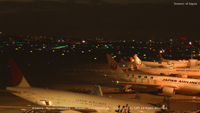 冬の無料壁紙 羽田空港 JAL機